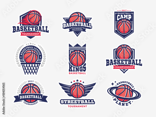 Basketball logo, emblem set collections, designs templates on a light background