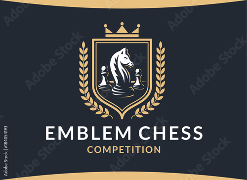 Chess competition emblem - vector illustration, logo design on a dark background