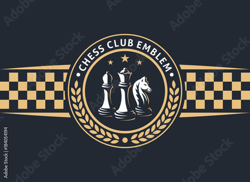 Chess club emblem - vector illustration, logo design on a dark background