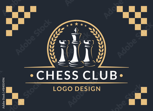 Chess club logo - vector illustration, emblem design on a dark background