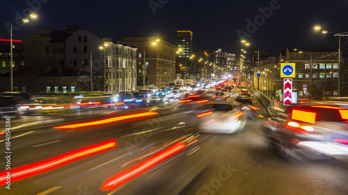 night traffic on the urban thoroughfare   and road junction © alex57111