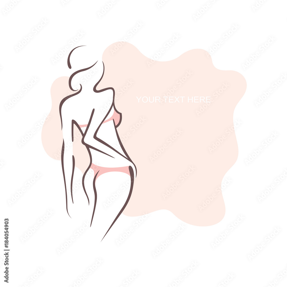 Sexy fitness figure of a girl in the evening dress. Intimate sexy lady, model in a pose. Lovely elastic ass bikini zone. Drawn graphics for design, background Sexy fitness figure of a girl in the evening dress. Intimate sexy lady, model in a pose. Lovely elastic ass bikini zone. Drawn graphics for design, background