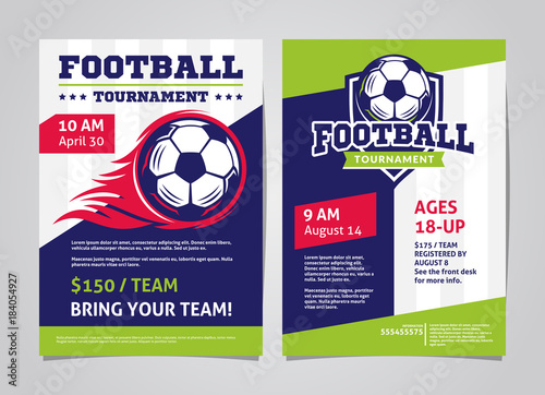 Football, soccer tournament posters, flyer with football ball - template vector design