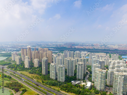 Suzhou city architecture and roads, China