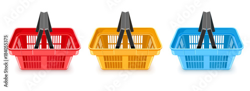 Shopping baskets supermarket equipment empty boxes for goods