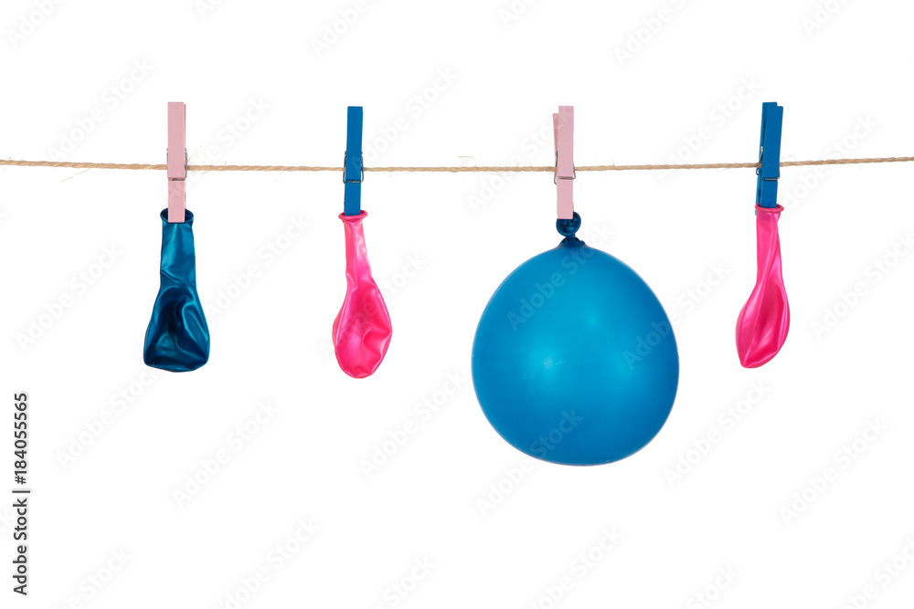 pink and blue balloons and clothespins pink and blue balloons and clothespins