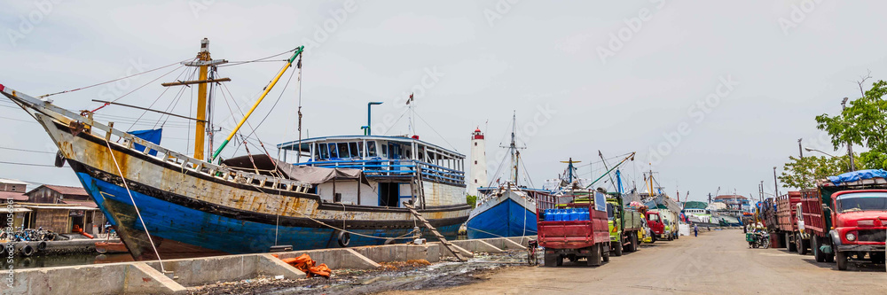 Old harbor with lighthouse in Semarang Indonesia Old harbor with lighthouse in Semarang Indonesia