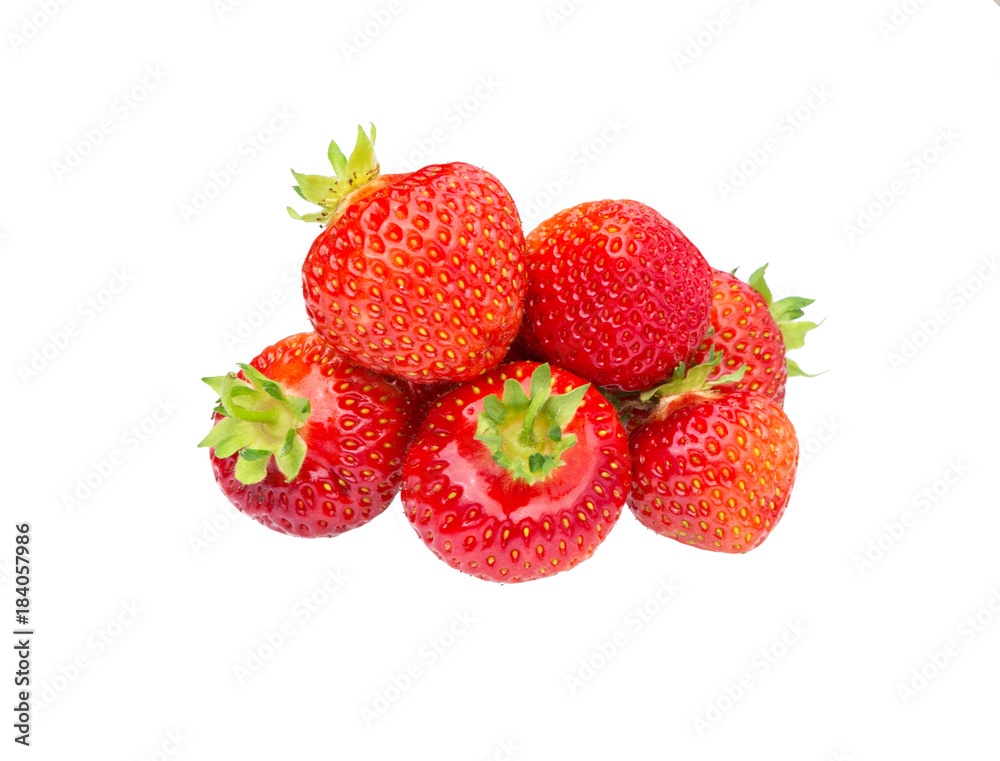 Strawberries with leaf isolated on a white. Fresh red berry strawberry. Strawberries with leaf isolated on a white. Fresh red berry strawberry.