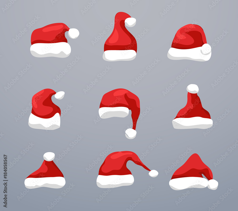 Santa hat vector christmas design. New Year santa claus hat design for holiday celebration Santa hat vector christmas design. New Year santa claus hat design for holiday celebration