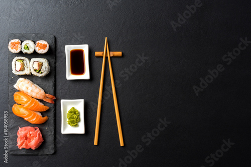 Japanese sushi. Top view
