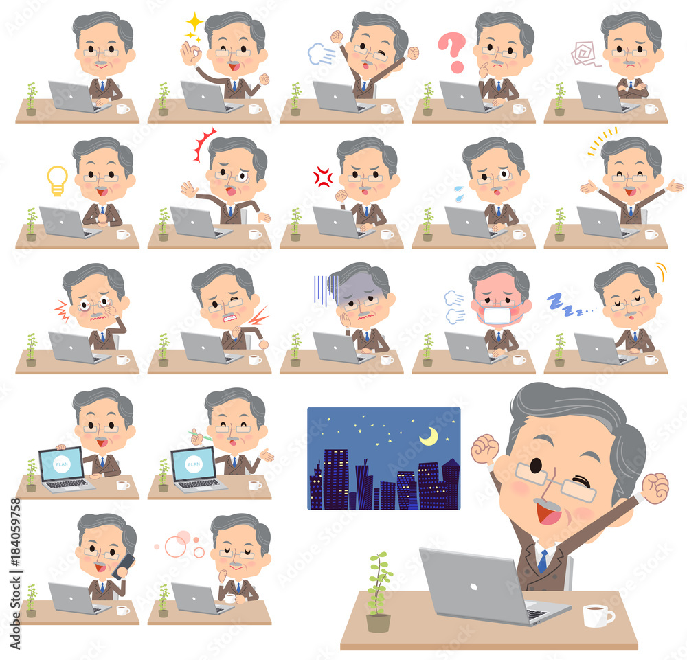 Double suit beard old men_desk work Double suit beard old men_desk work
