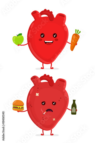 Sad unhealthy sick heart with bottle 