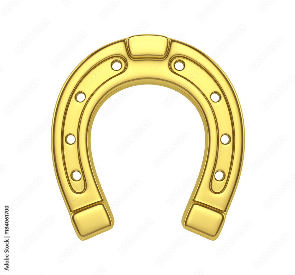 Gold horseshoe on a white background. 3D illustration Gold horseshoe on a white background. 3D illustration
