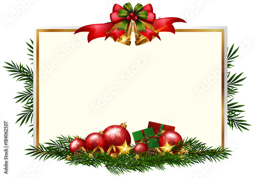Christmas card template with red balls