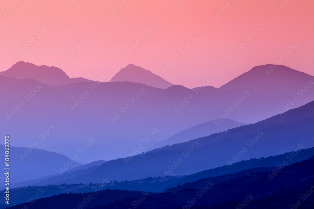 sunrise and mountain ranges