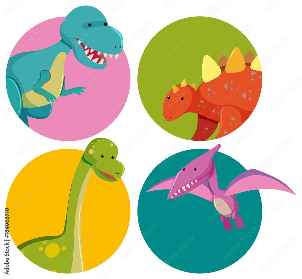 Sticker designs with cute dinosaurs Sticker designs with cute dinosaurs
