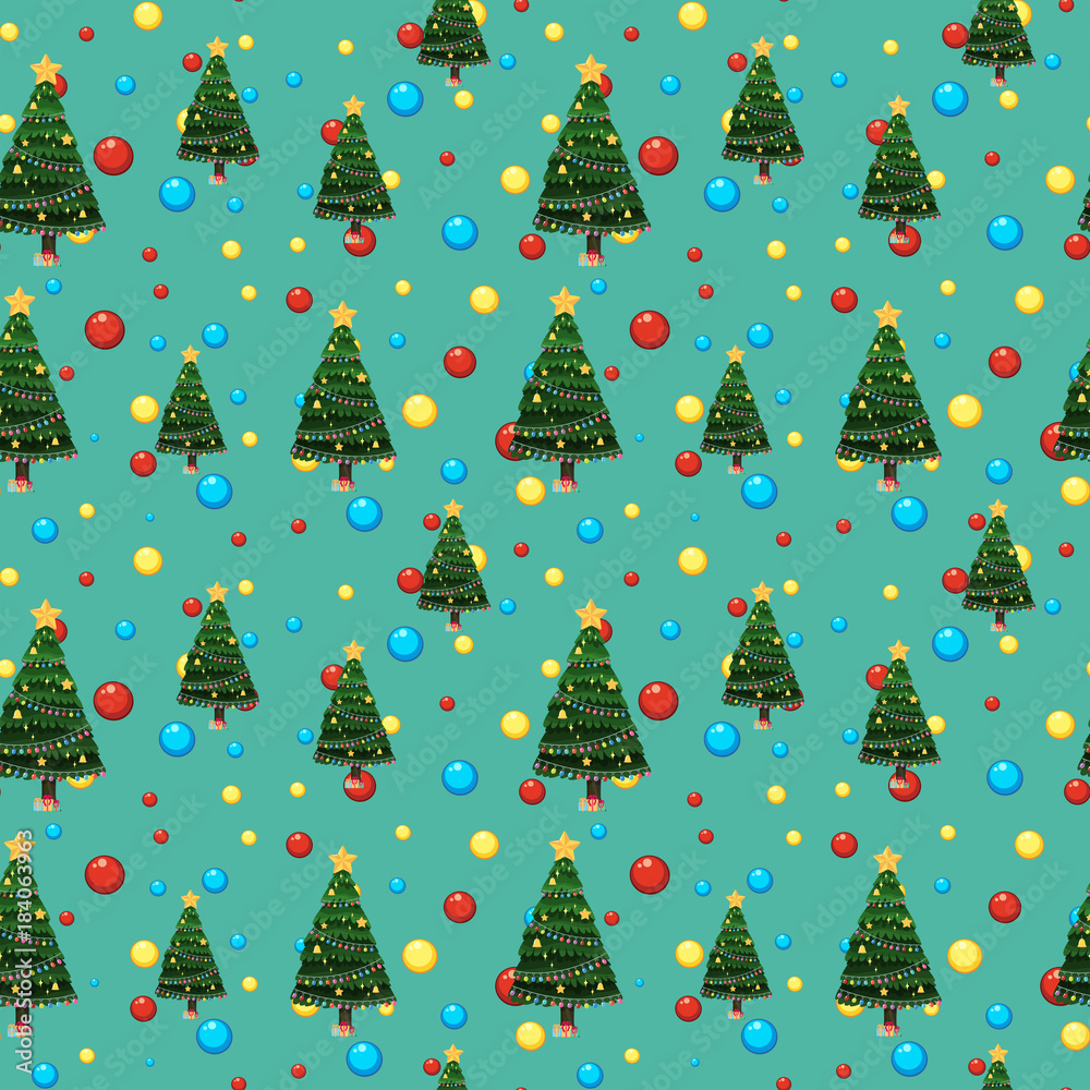 Seamless background template with christmas tree