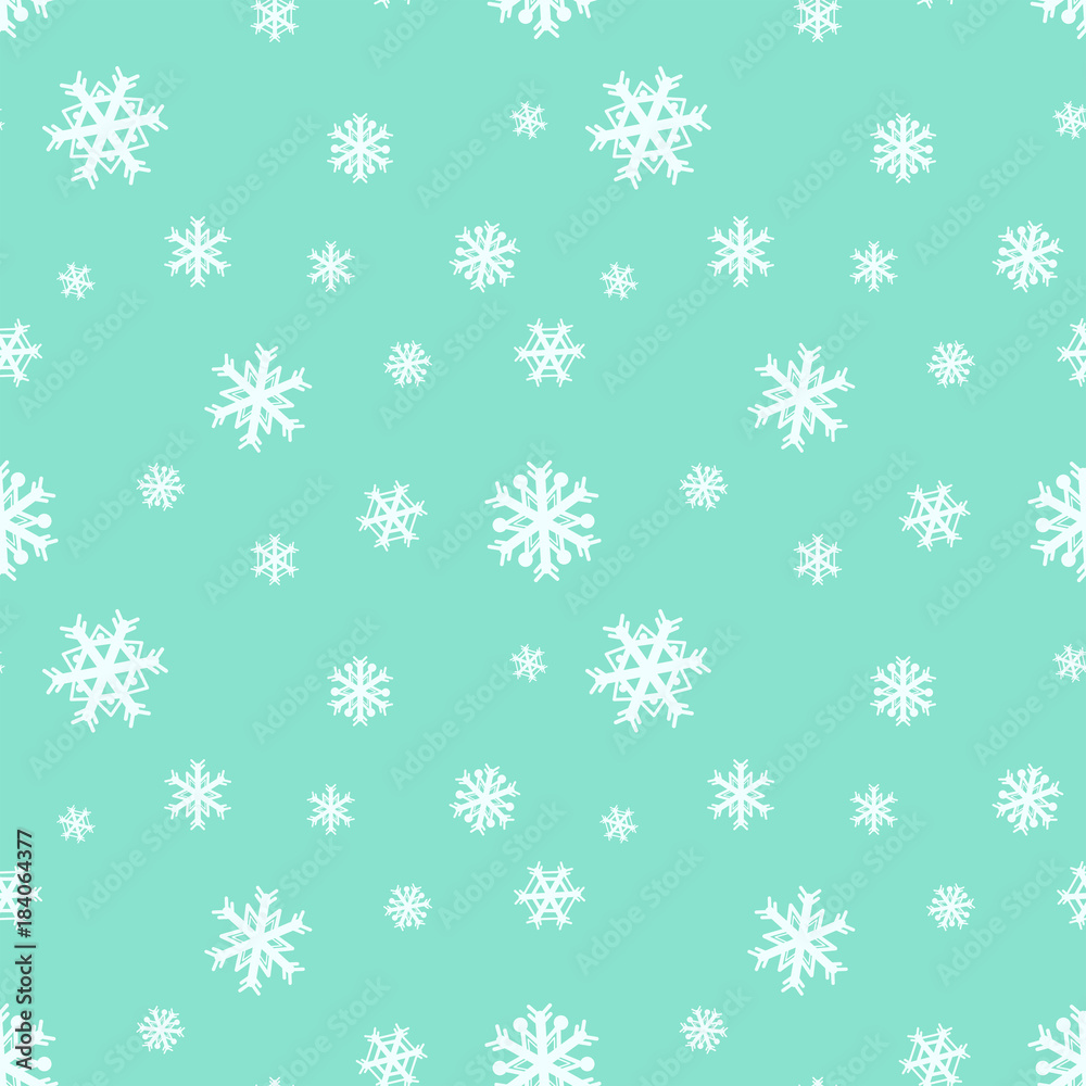 Seamless background template with snowflakes on blue sky Seamless background template with snowflakes on blue sky