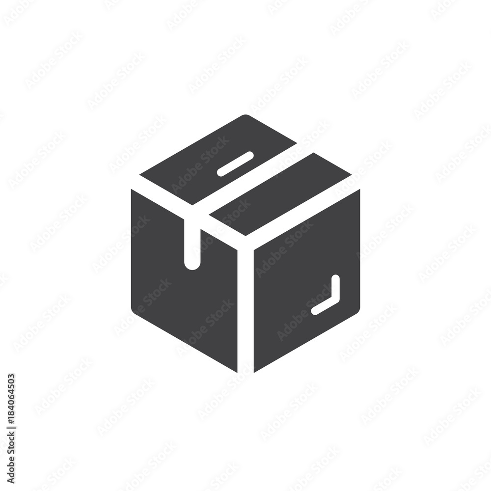 Parcel box simple icon, filled flat sign, solid glyph pictogram. Delivery package symbol, vector illustration Parcel box simple icon, filled flat sign, solid glyph pictogram. Delivery package symbol, vector illustration