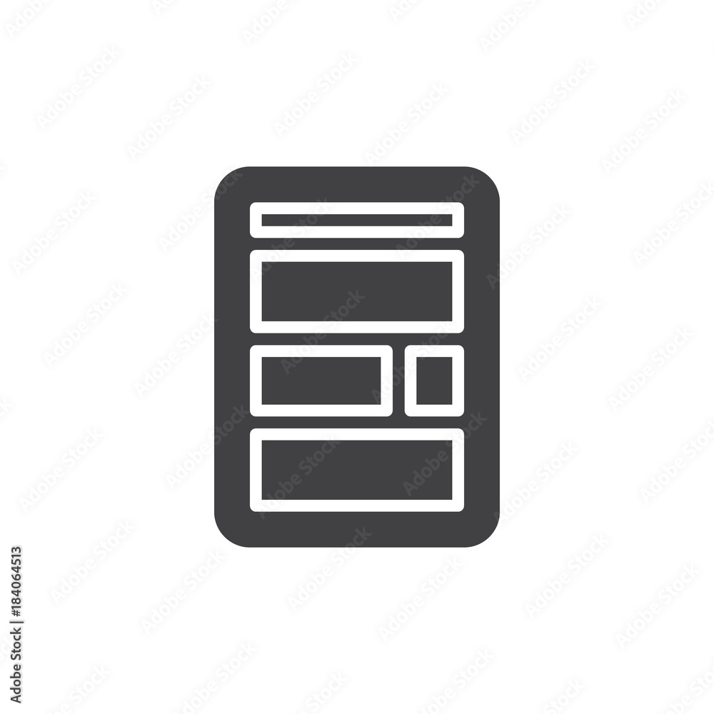 Web site layout simple icon, filled flat sign, solid glyph pictogram. Symbol, vector illustration Web site layout simple icon, filled flat sign, solid glyph pictogram. Symbol, vector illustration