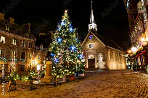 Petit-Champlain at Lower Old Town (Basse-Ville) at night on christmas event