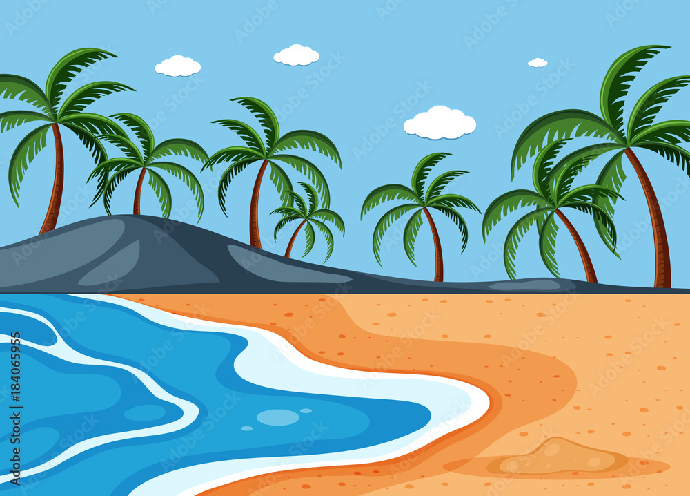 Obraz premium Background scene with trees and blue sky