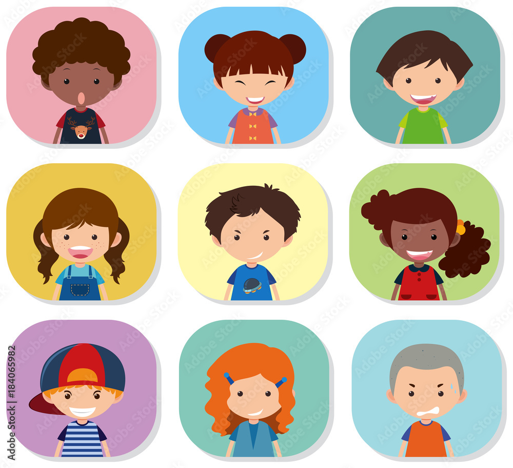 Children with different emotions on their faces Children with different emotions on their faces