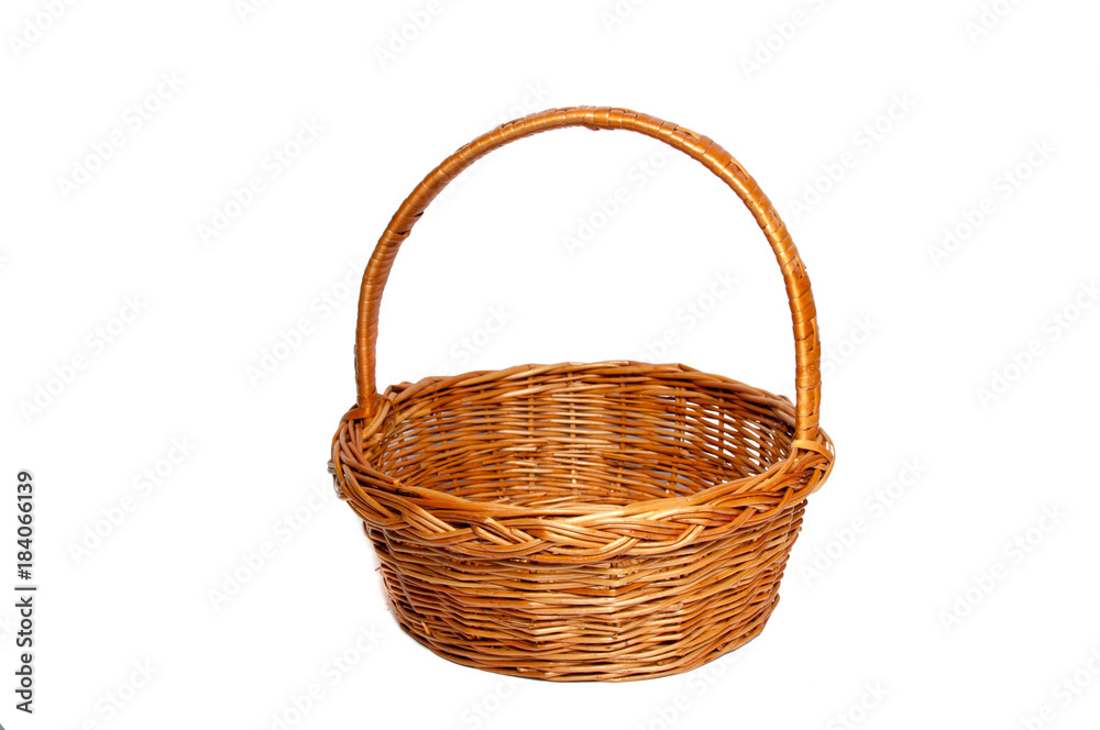 Wooden basket isolated on the white