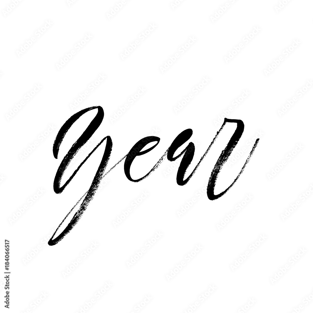 Year: handwritten word in expressive brush lettering style Year: handwritten word in expressive brush lettering style