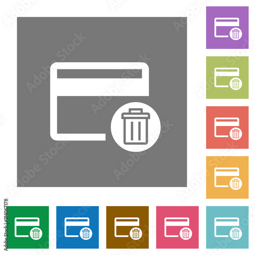 Delete credit card square flat icons