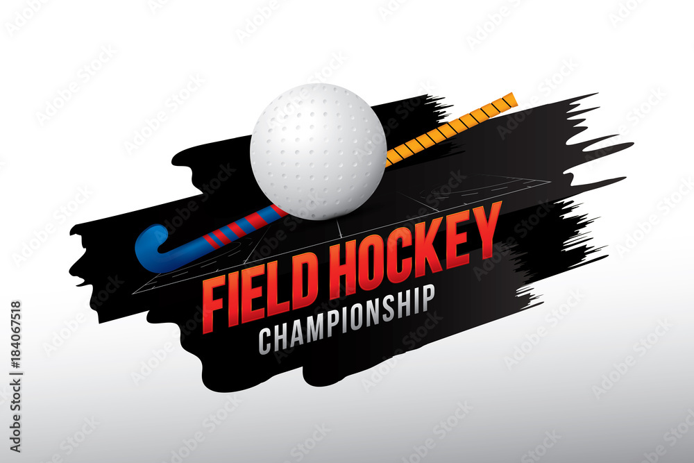 Fototapeta premium Vector of field hockey championship badge and design elements.