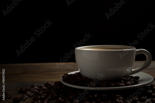 coffee latte with coffee beans