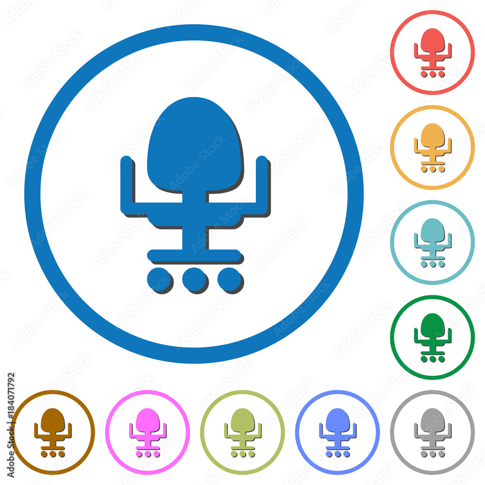 Office chair icons with shadows and outlines Office chair icons with shadows and outlines