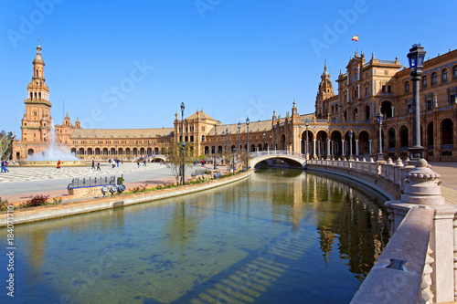 A beautiful view of Spanish Square, Plaza de Espana, in Seville © lapas77