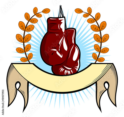 Boxing gloves on banner background
