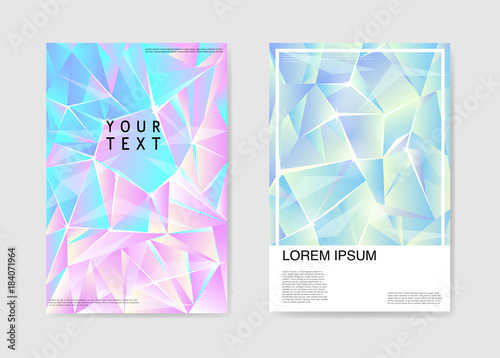 Abstract Posters Covers Triangular Hologram Design. Geometric Shapes Brochure Template. Banner Identity Card Design. Vector illustration