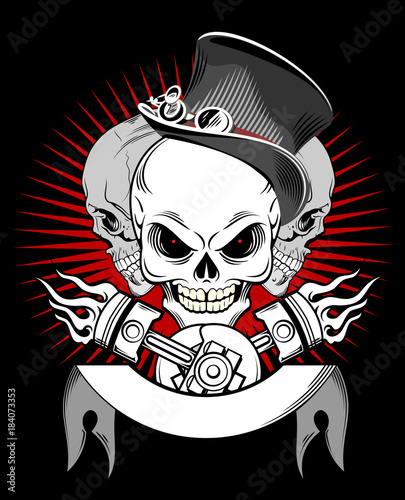 Vintage image of pistons With skulls