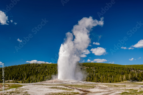 Old Faithful geyser in Yellowstone National Park