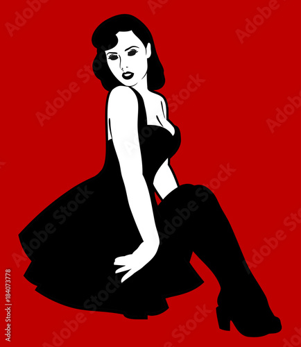 Image of a sexy girl in a traditional style of Old school
