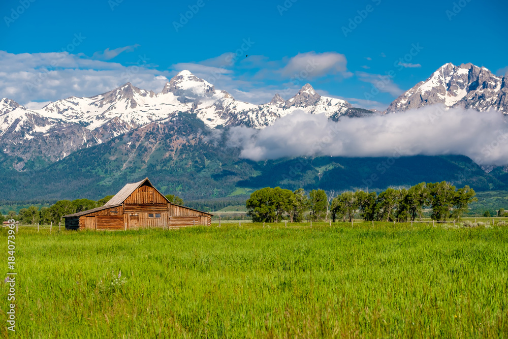 Old barn in Grand Teton Mountains