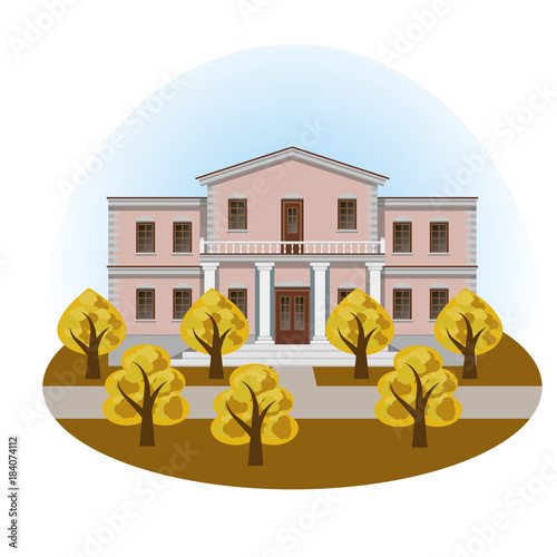 Manor house in autumn landscape