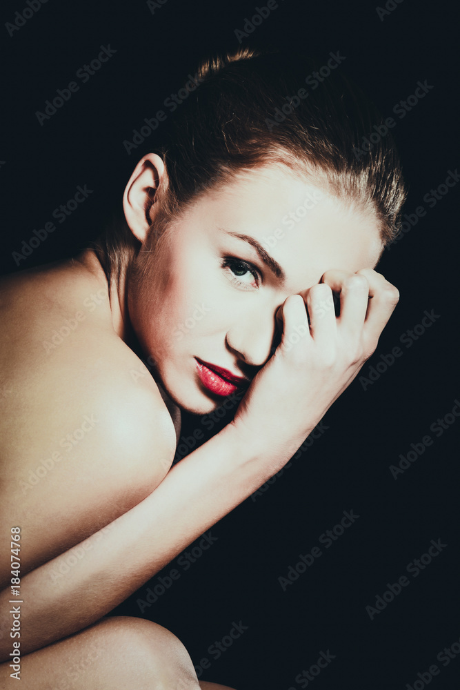 Fototapeta premium Topless sensual caucasian woman.