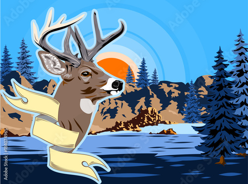 Deer in the winter forest