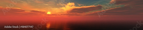 beautiful sea sunset  panorama of the ocean under the sky  3d rendering  