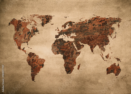 Obraz na płótnie mapa grunge świata.