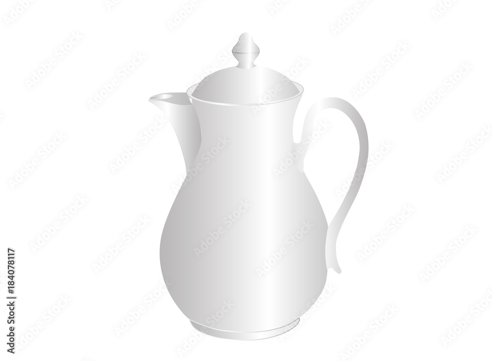 Fototapeta premium White bulk coffee pot. Vector illustration on white background.