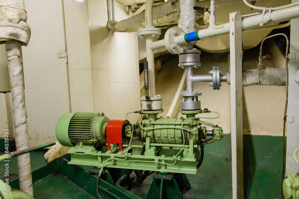 Inside engine room on big ship Inside engine room on big ship