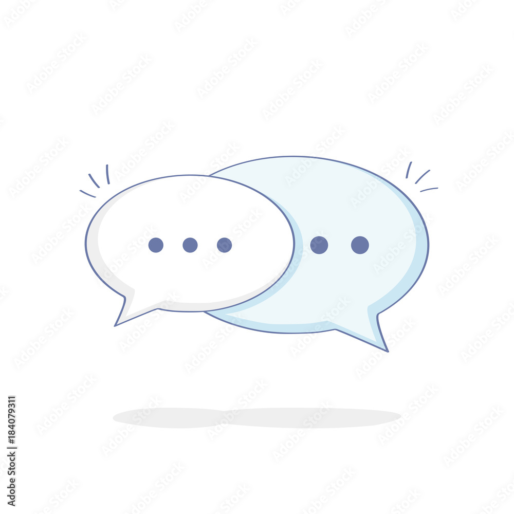 Cute cartoon Chat Speech Bubbles. Flat outline vector illustration icon of  Communication, Contact, Talking, Messaging, Chat or Dialogue Stock Vector |  Adobe Stock