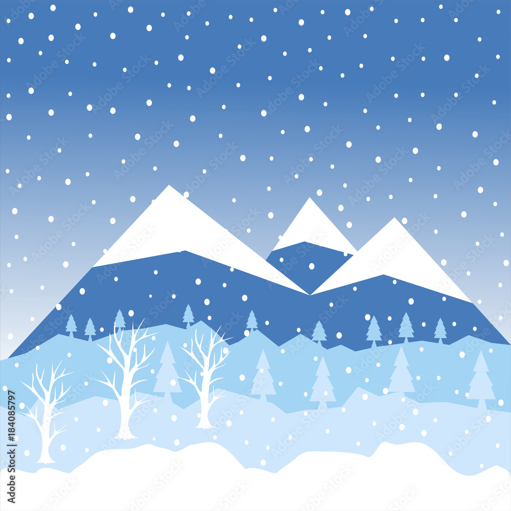 Winter Landscape Background.Flat Vector Illustration Winter Landscape Background.Flat Vector Illustration