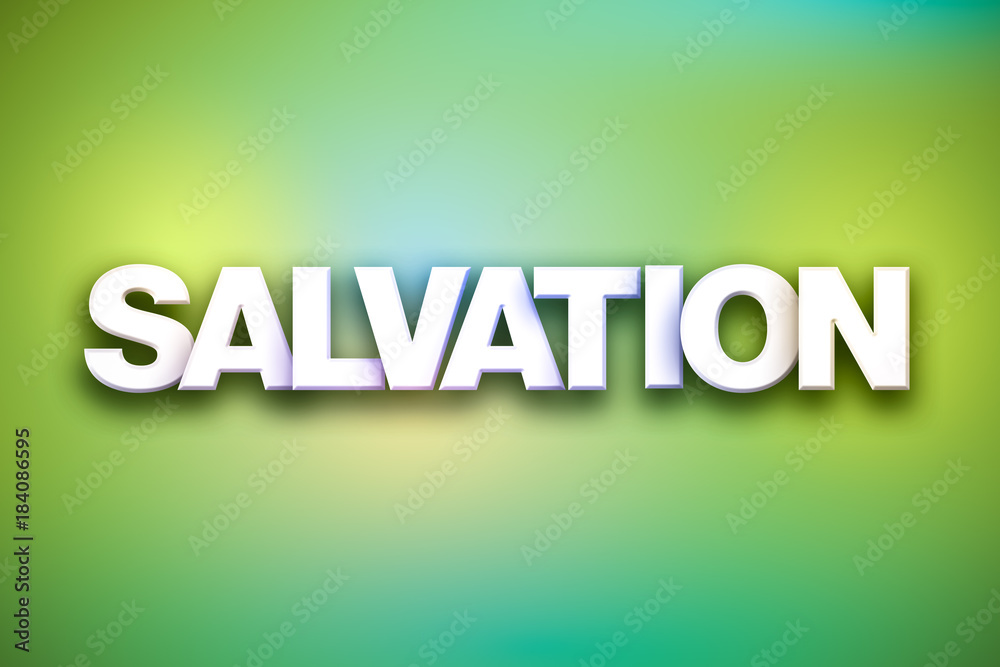 Salvation Theme Word Art on Colorful Background